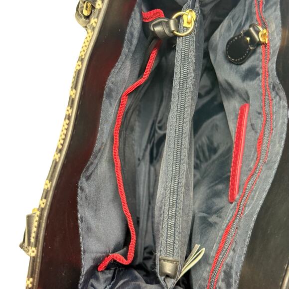 Tommy Hilfiger Monogram Shoulder Bag Black White Gold Hardware Crossbody Tote - Picture 8 of 10